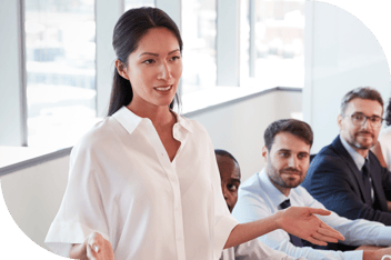 Professional sharing information with coworkers