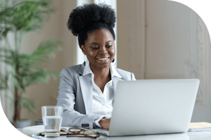 Professional reading a computer screen