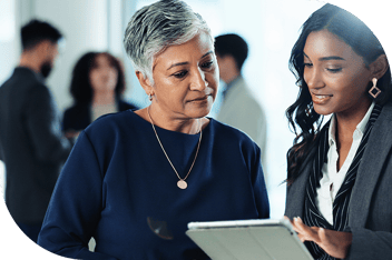 Business professionals reviewing information