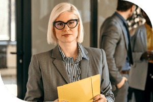 Professional holding a file folder