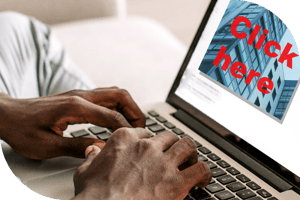 Person using laptop whose screen displays the words Click Here imposed over an image